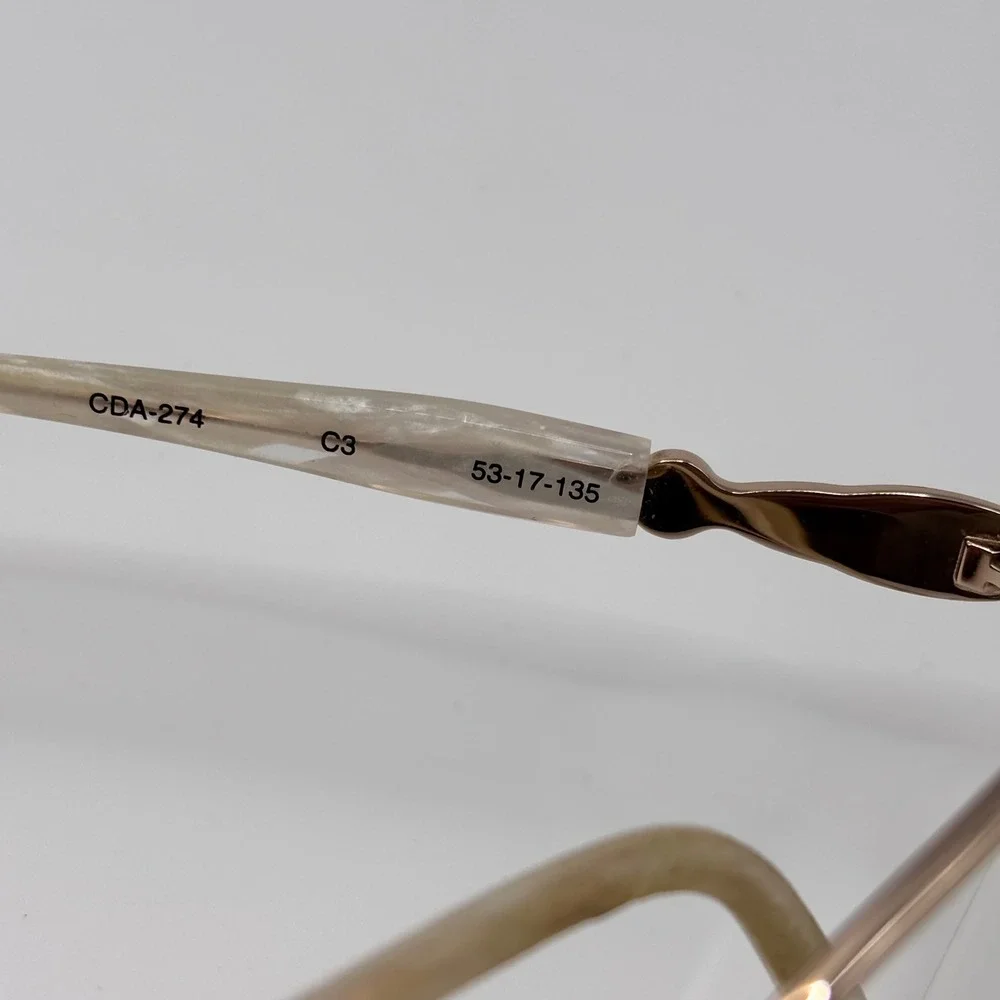 Vintage Librarian Eyeglasses Côte d'Azur‎ 53-17-135 Gold Metal Rhinestone Italy